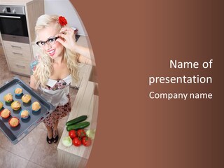 Blonde Sexy Stove PowerPoint Template