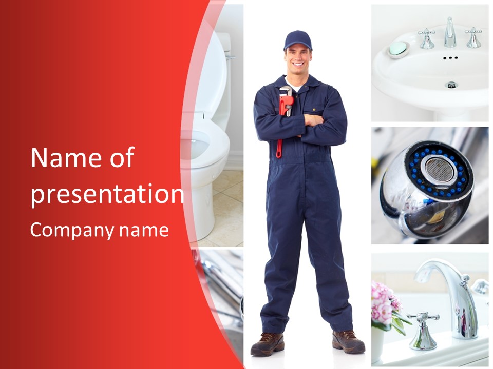 Drain Repairman Equipment PowerPoint Template