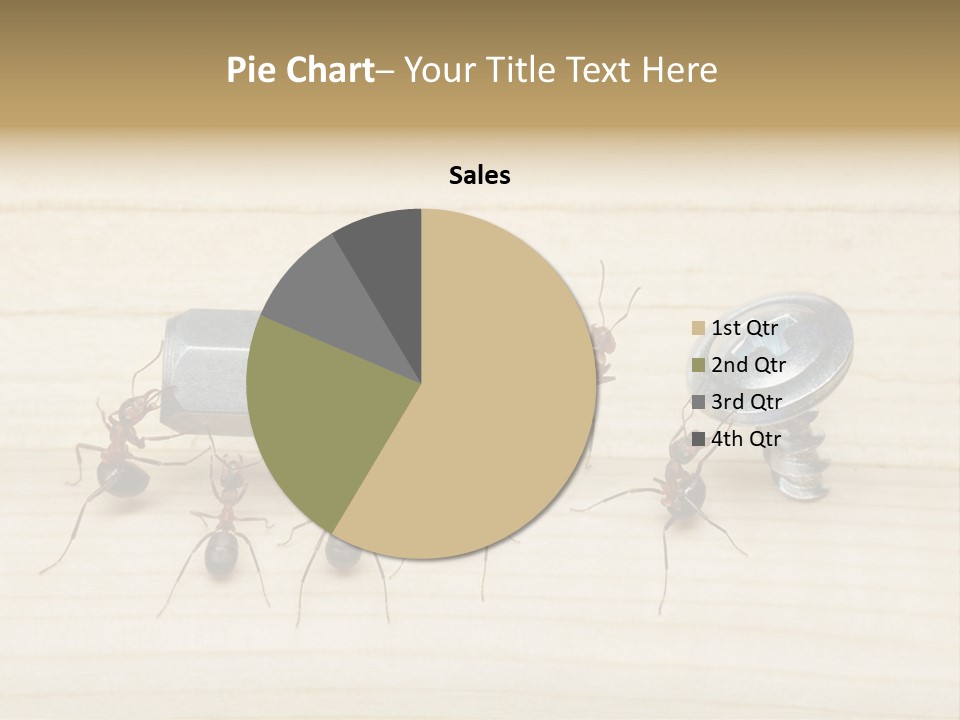 A Group Of Ants Standing On Top Of A Wooden Table PowerPoint Template
