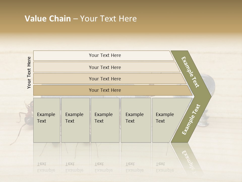 A Group Of Ants Standing On Top Of A Wooden Table PowerPoint Template