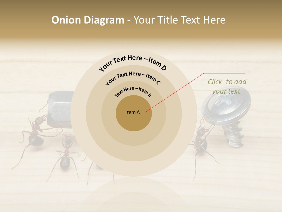 A Group Of Ants Standing On Top Of A Wooden Table PowerPoint Template