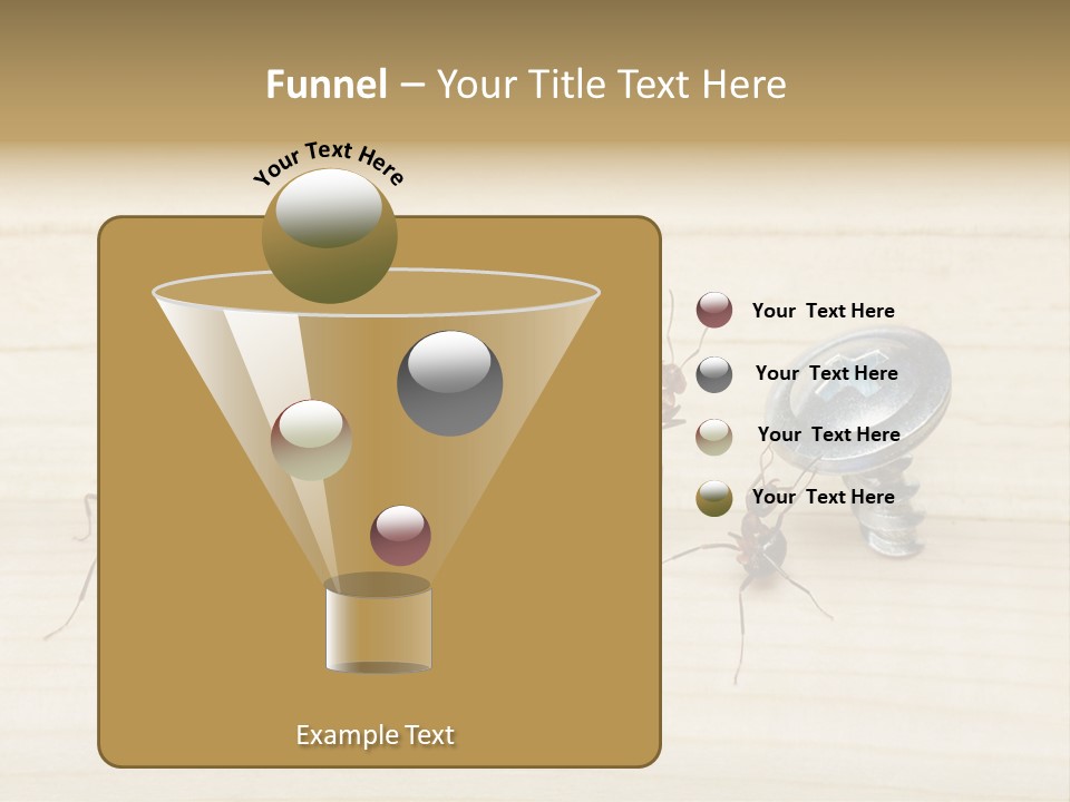 A Group Of Ants Standing On Top Of A Wooden Table PowerPoint Template