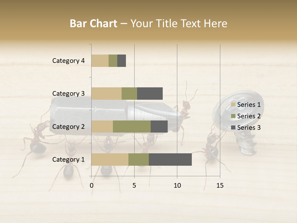 A Group Of Ants Standing On Top Of A Wooden Table PowerPoint Template