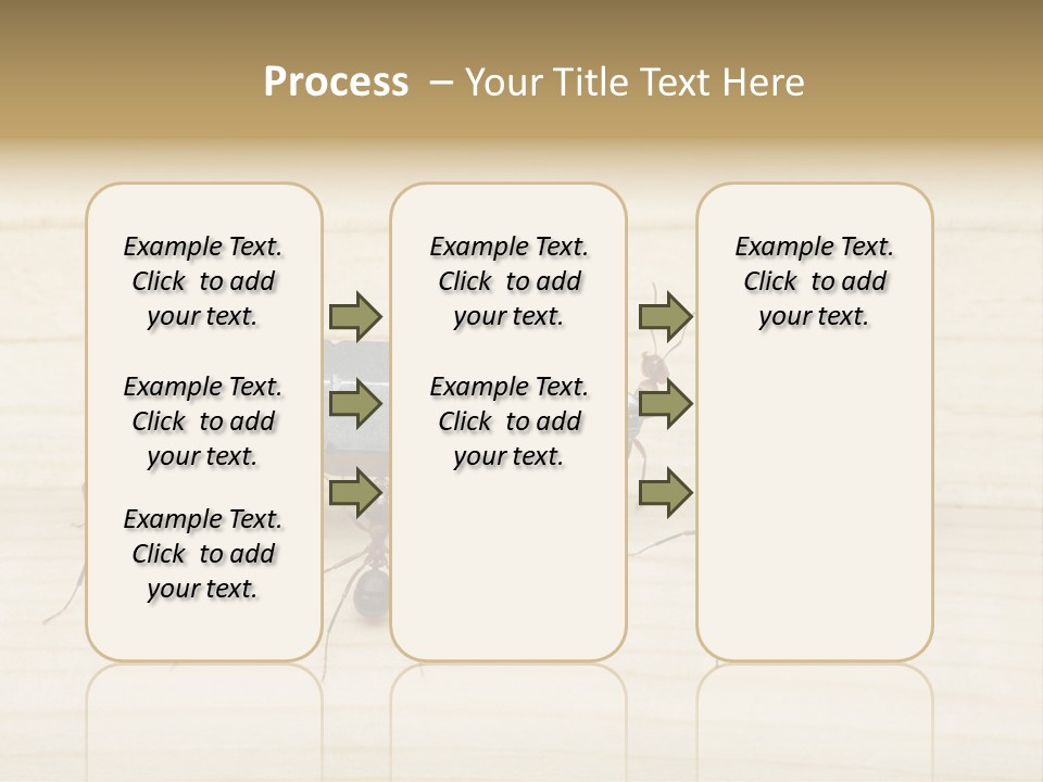 A Group Of Ants Standing On Top Of A Wooden Table PowerPoint Template