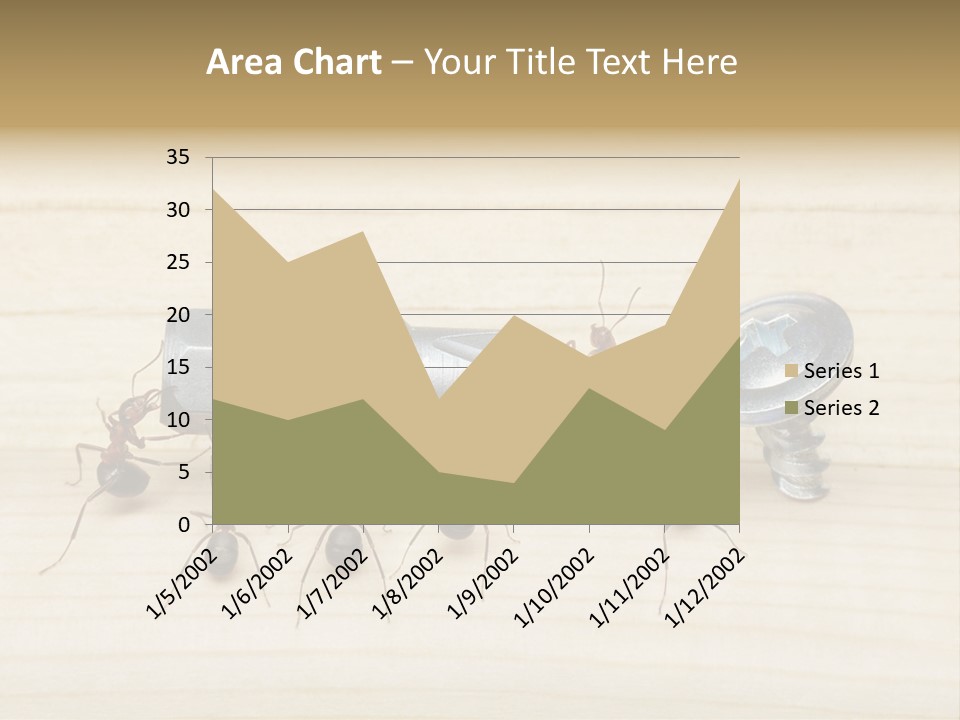 A Group Of Ants Standing On Top Of A Wooden Table PowerPoint Template
