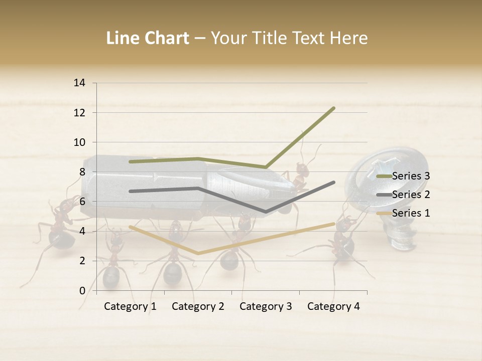 A Group Of Ants Standing On Top Of A Wooden Table PowerPoint Template
