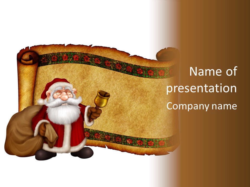 Gold Frame Santa PowerPoint Template