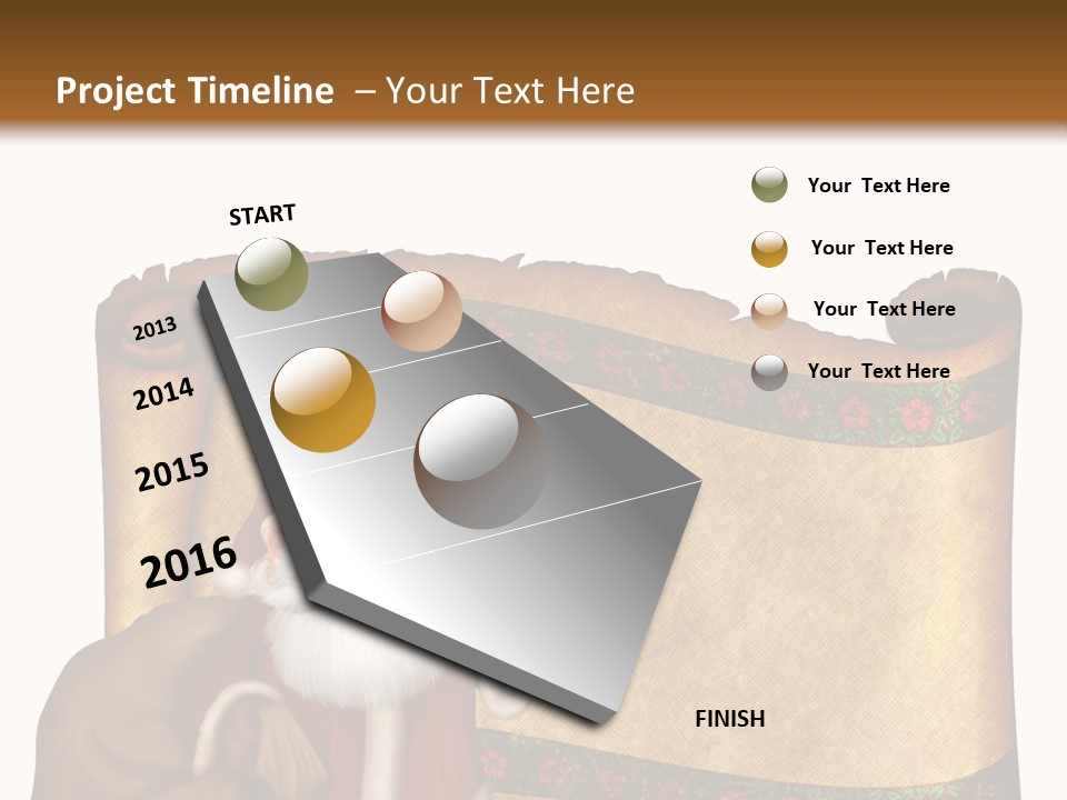 Gold Frame Santa PowerPoint Template