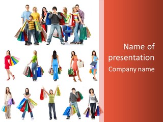 Isolated Happy Bags PowerPoint Template