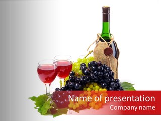 Bunch Grapes Blue PowerPoint Template
