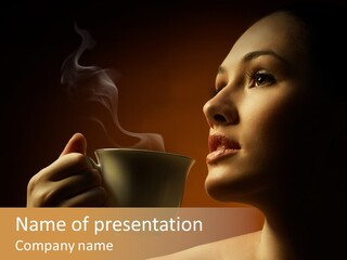 Young Coffee Satisfaction PowerPoint Template