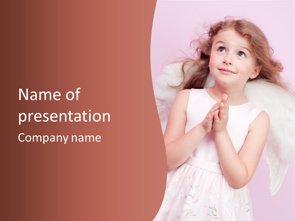 Girl Adorable Angel PowerPoint Template