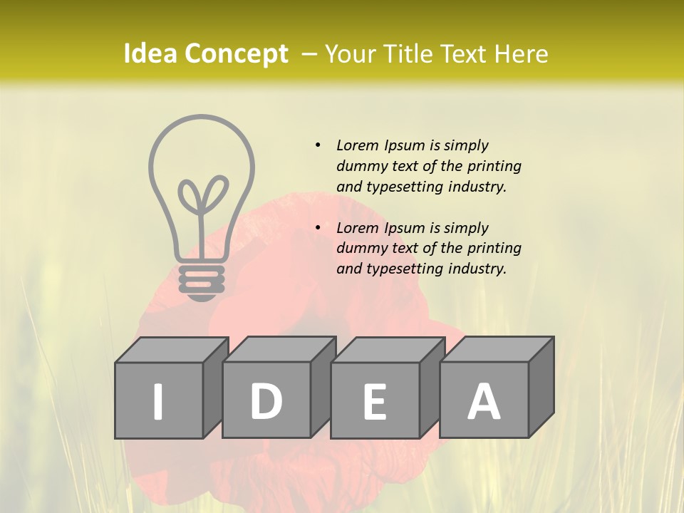 Green Beautiful Poppy PowerPoint Template