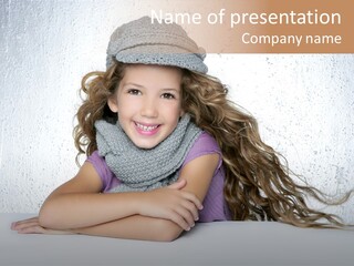 Cap Girl Curly PowerPoint Template