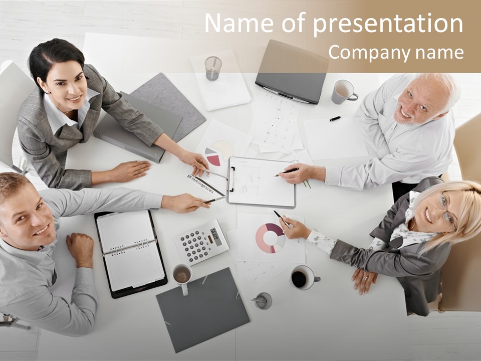 Cooperation Worker Sitting PowerPoint Template