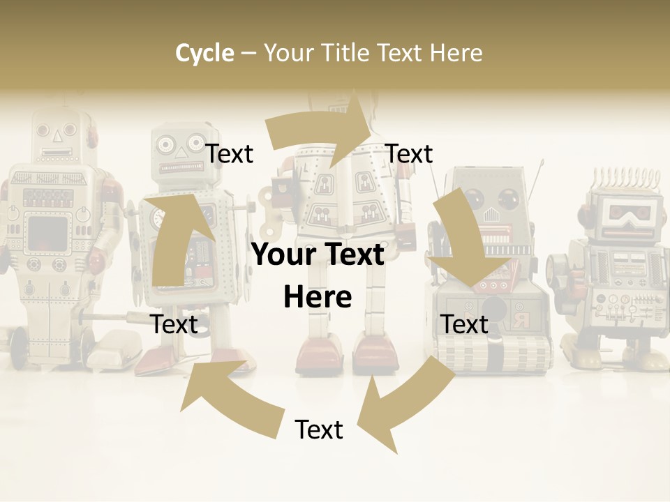 A Group Of Toy Robots Standing Next To Each Other PowerPoint Template