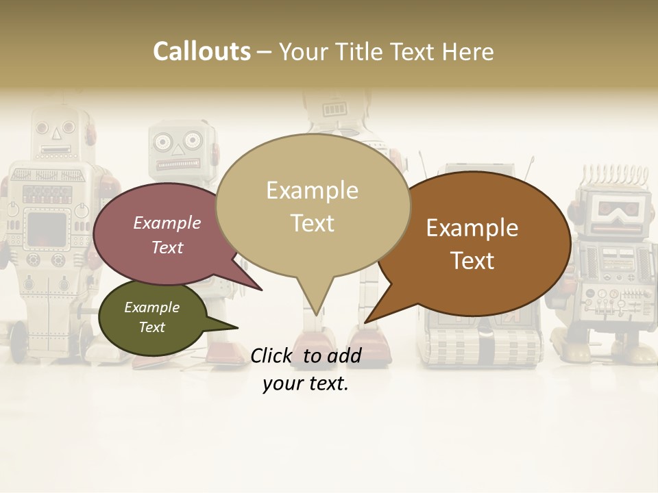 A Group Of Toy Robots Standing Next To Each Other PowerPoint Template