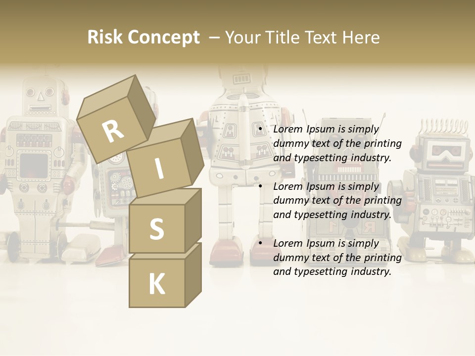 A Group Of Toy Robots Standing Next To Each Other PowerPoint Template