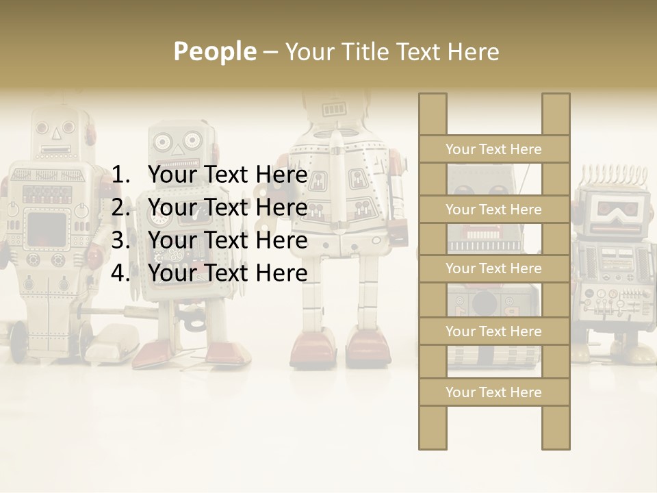 A Group Of Toy Robots Standing Next To Each Other PowerPoint Template