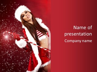 Lady Closeup Snow PowerPoint Template