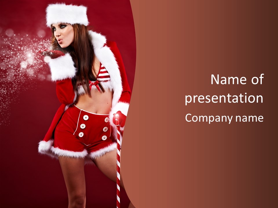 Claus Lady Happy PowerPoint Template