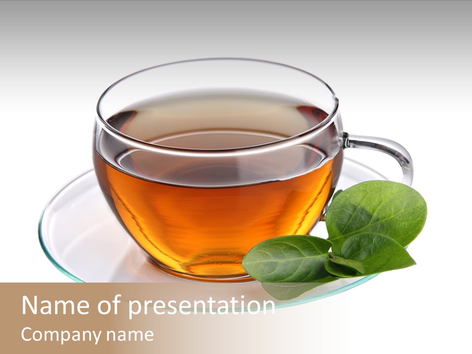 Cup Leaves Tea PowerPoint Template