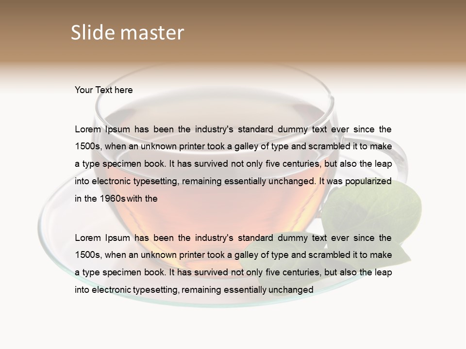 Cup Leaves Tea PowerPoint Template