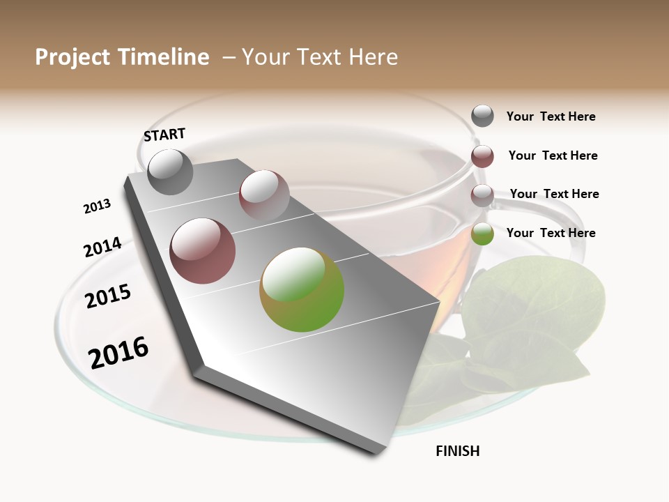 Cup Leaves Tea PowerPoint Template