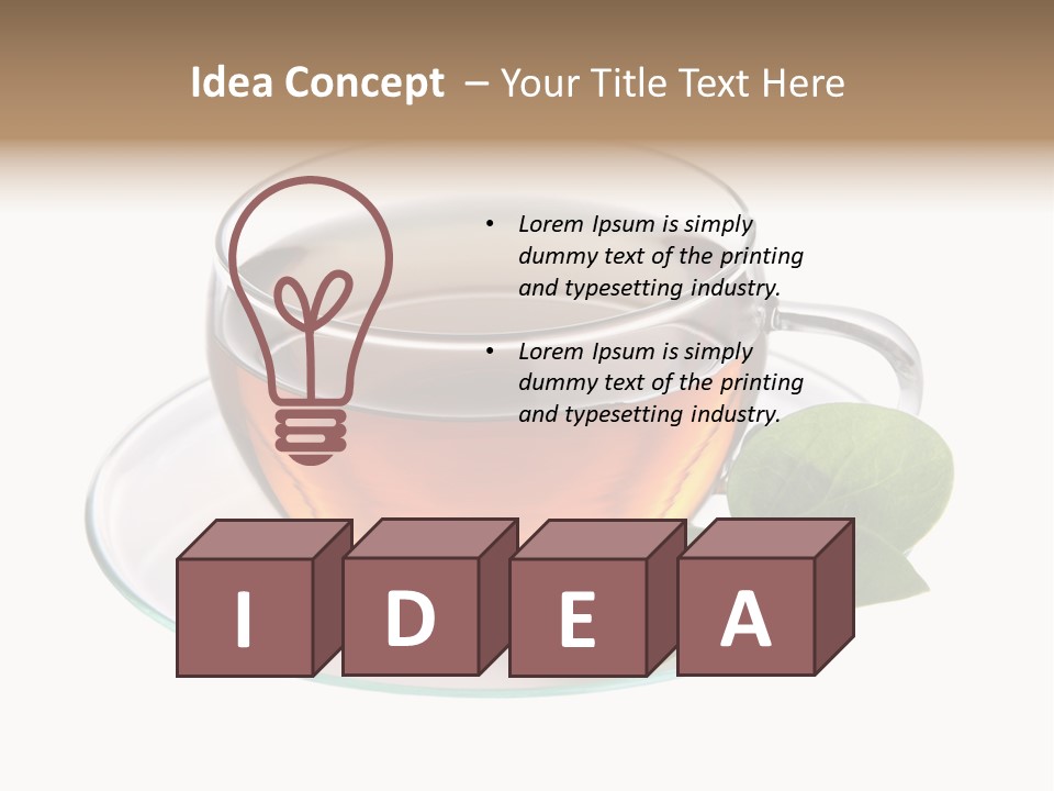 Cup Leaves Tea PowerPoint Template