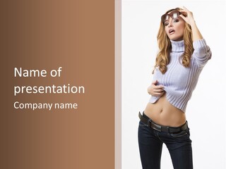 Lady Girl Blue PowerPoint Template