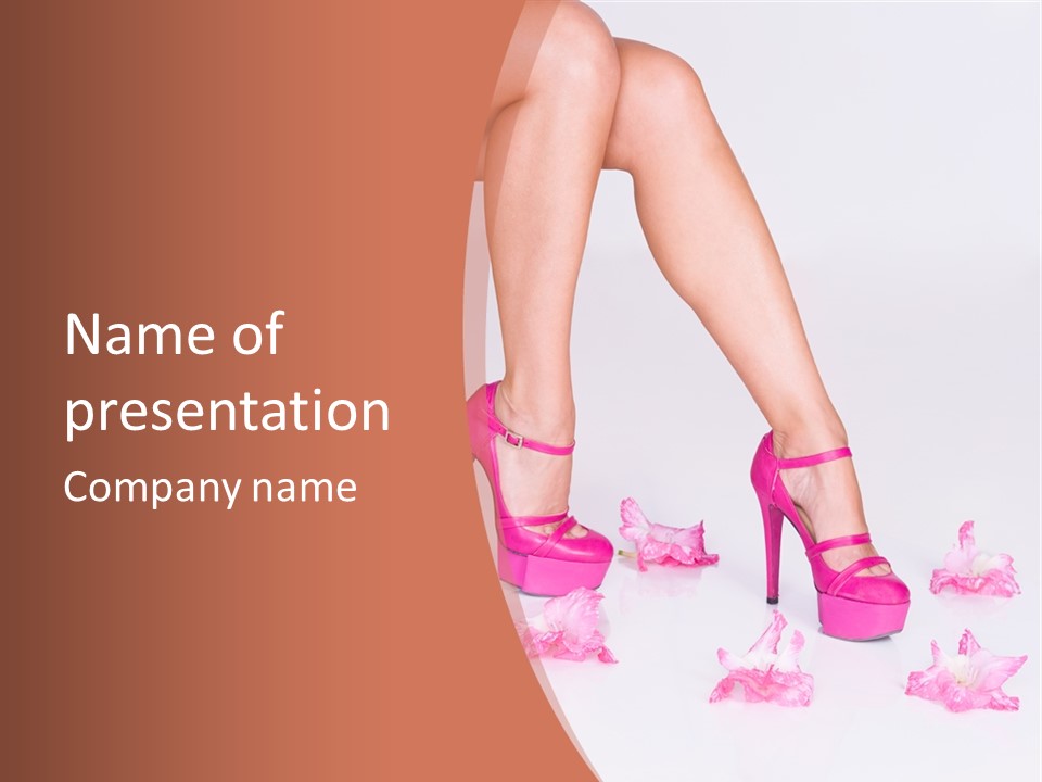 Shoes Flowers Leg PowerPoint Template