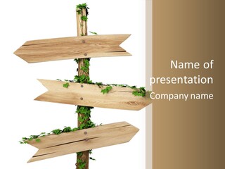 Wooden Pointer Crossroads PowerPoint Template