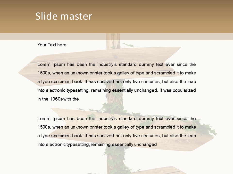 Wooden Pointer Crossroads PowerPoint Template