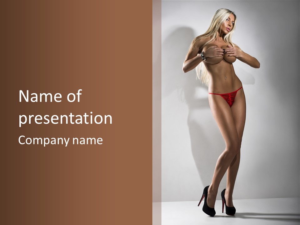 Cute Breasts Seduction PowerPoint Template