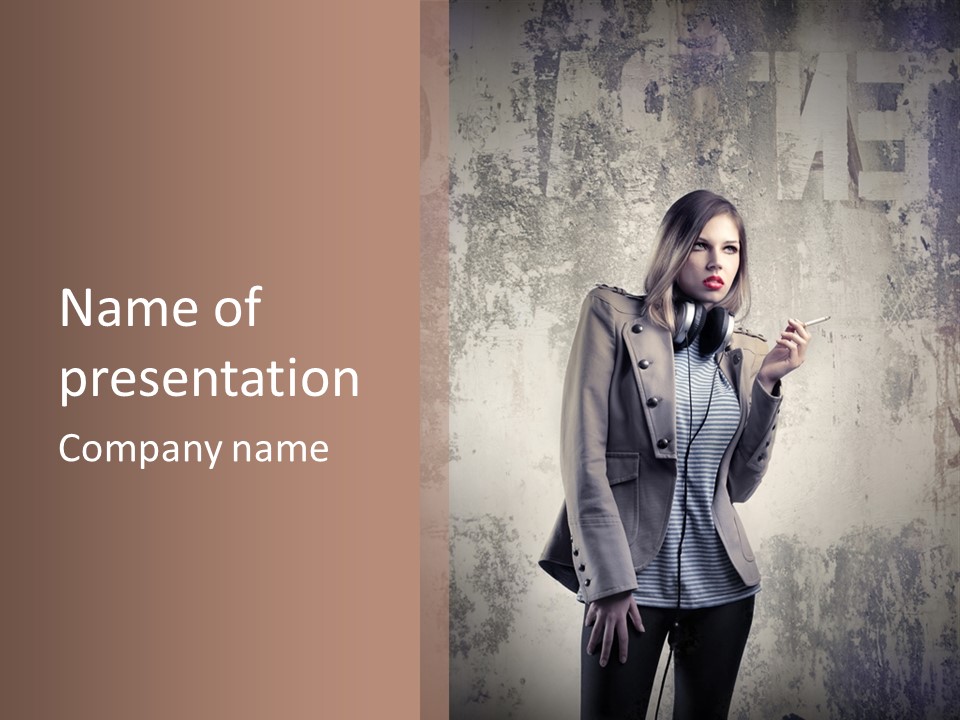 Grunge Music Headphones PowerPoint Template