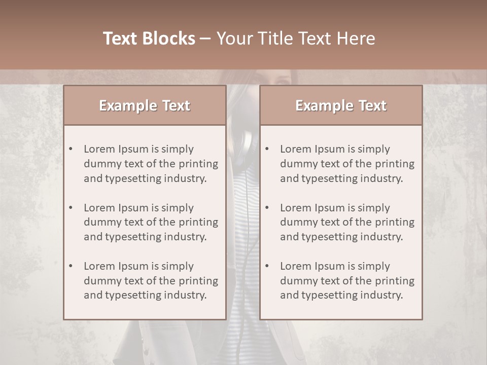 Grunge Music Headphones PowerPoint Template