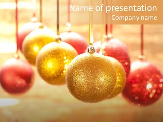 Gold Glass Bauble PowerPoint Template