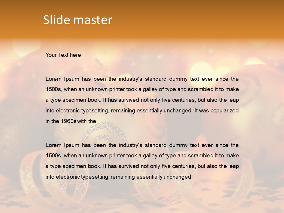 Xmas Ribbon Gold PowerPoint Template