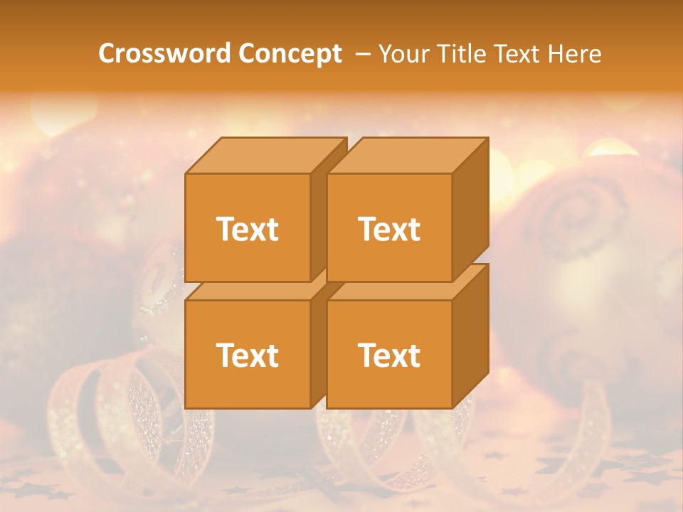 Xmas Ribbon Gold PowerPoint Template