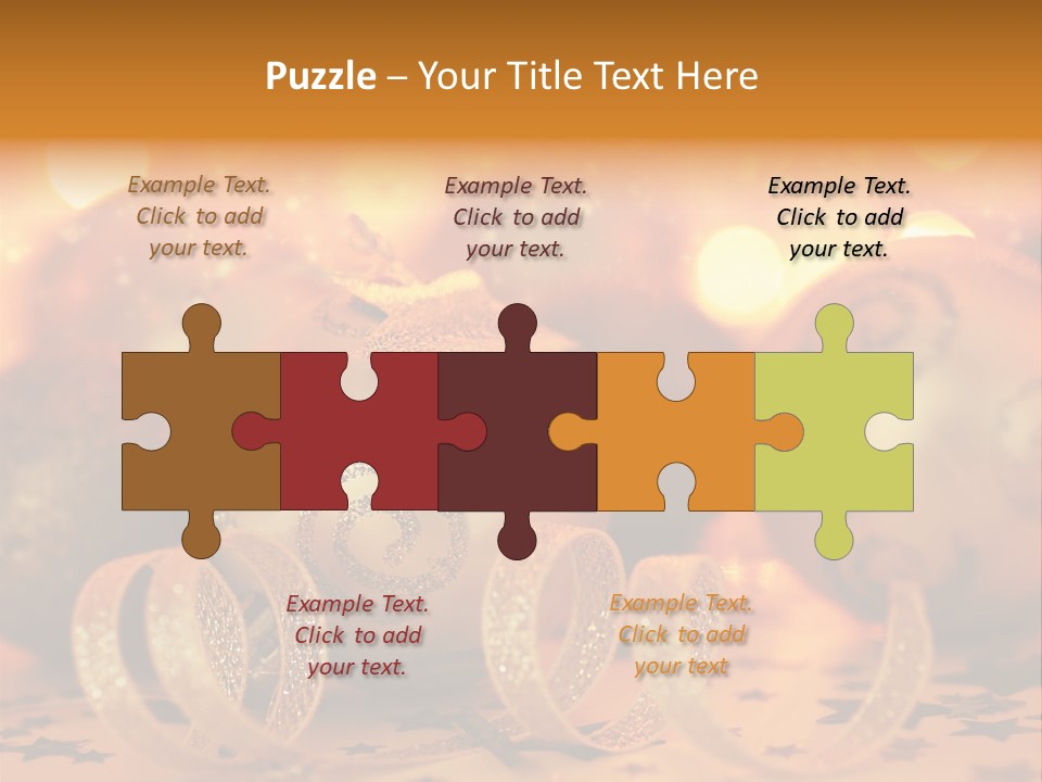 Xmas Ribbon Gold PowerPoint Template