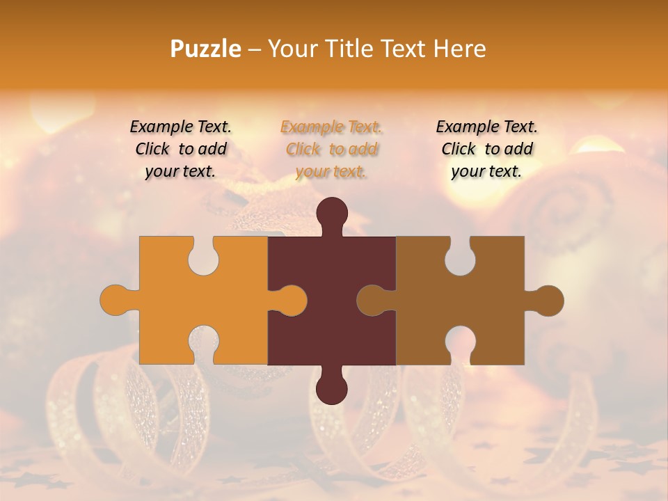 Xmas Ribbon Gold PowerPoint Template