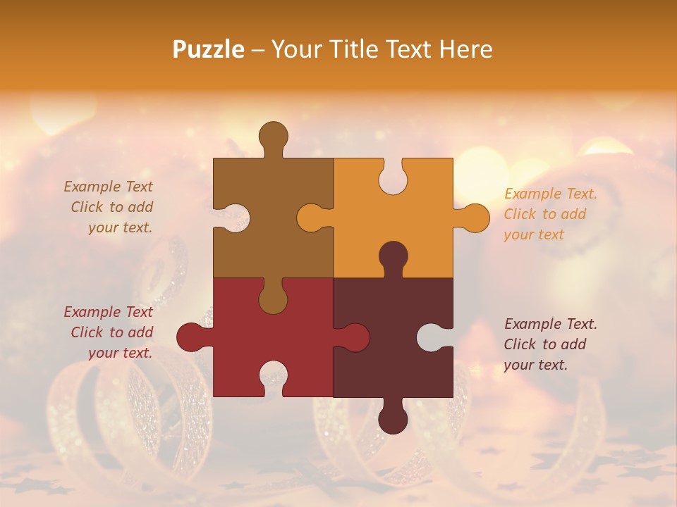 Xmas Ribbon Gold PowerPoint Template