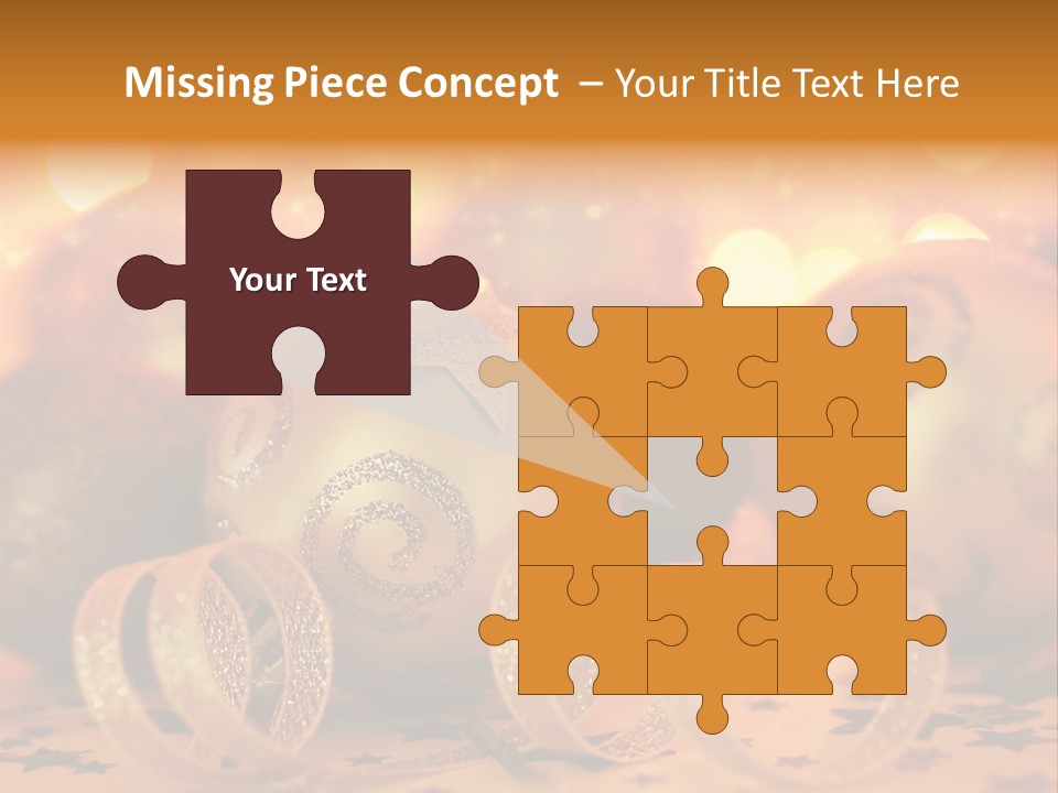 Xmas Ribbon Gold PowerPoint Template