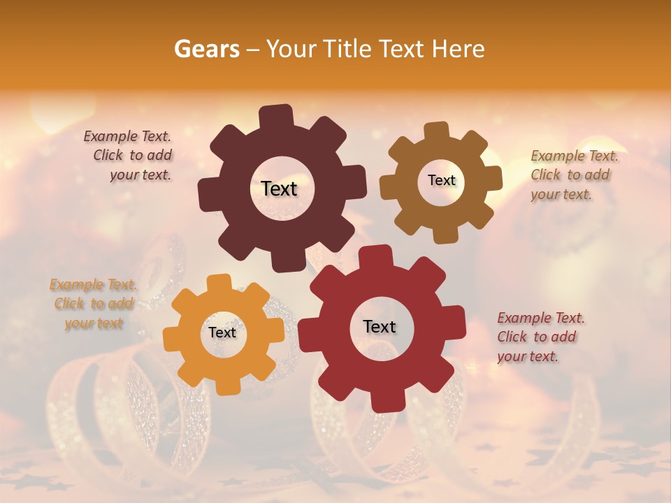 Xmas Ribbon Gold PowerPoint Template