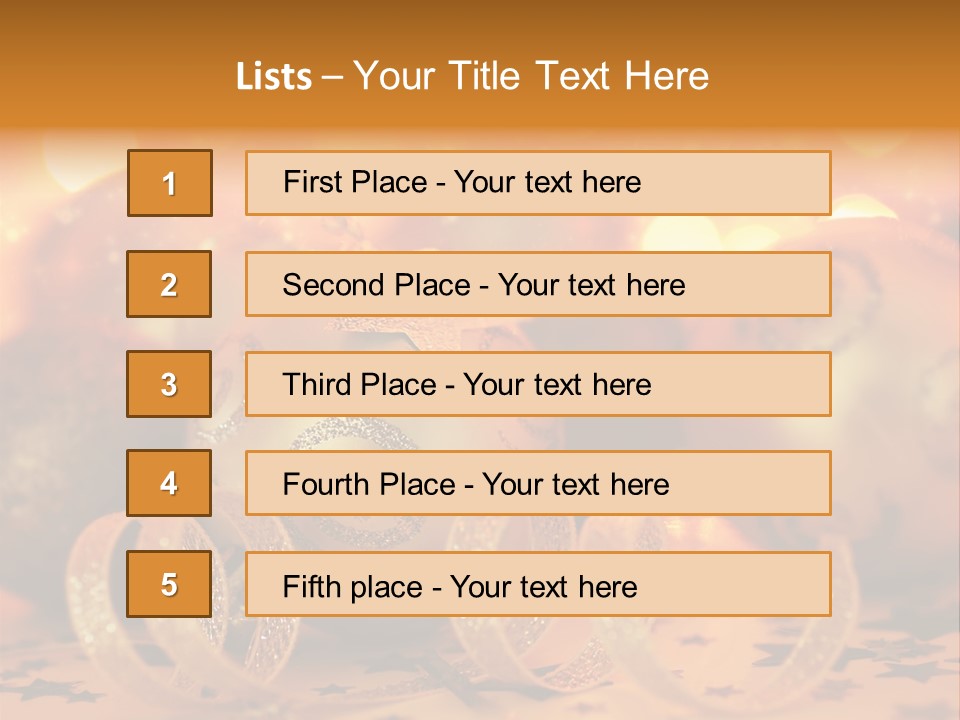 Xmas Ribbon Gold PowerPoint Template