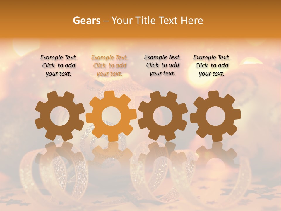 Xmas Ribbon Gold PowerPoint Template