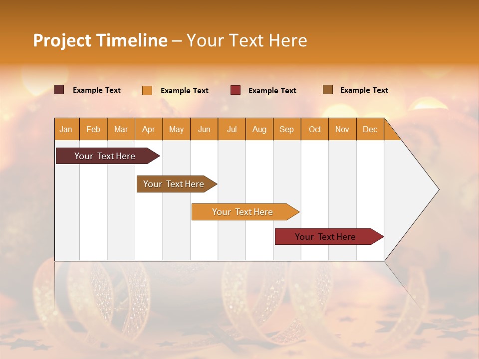 Xmas Ribbon Gold PowerPoint Template