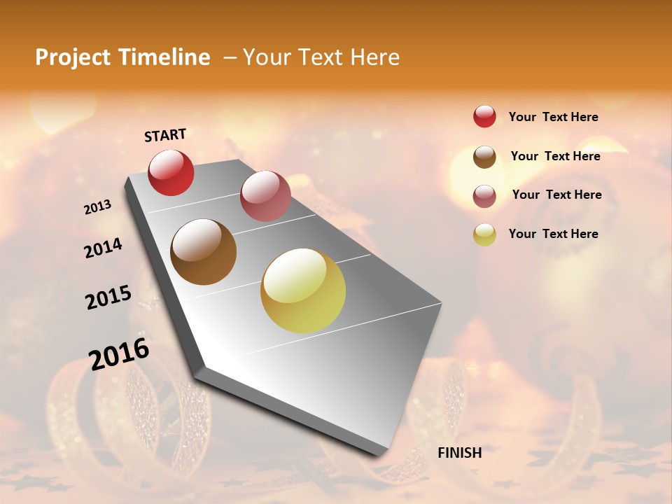 Xmas Ribbon Gold PowerPoint Template