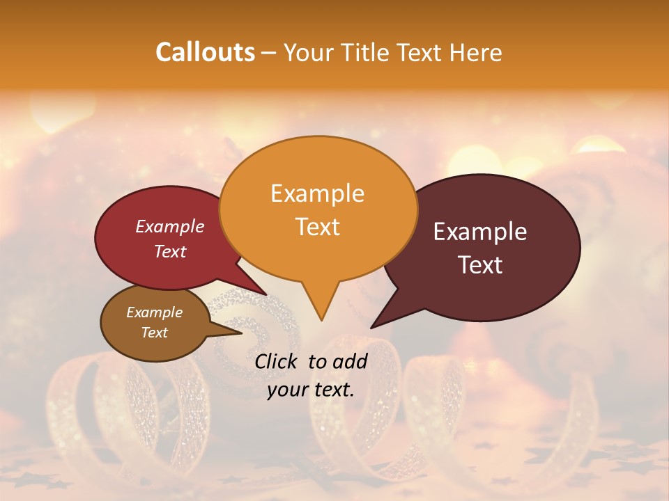 Xmas Ribbon Gold PowerPoint Template