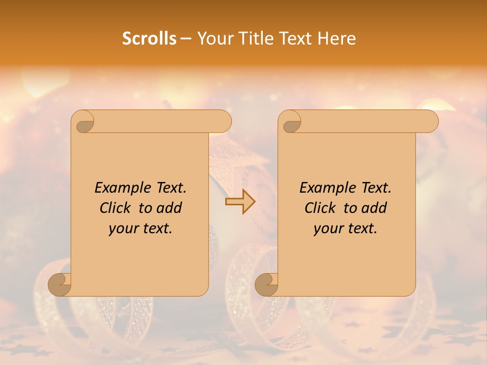 Xmas Ribbon Gold PowerPoint Template